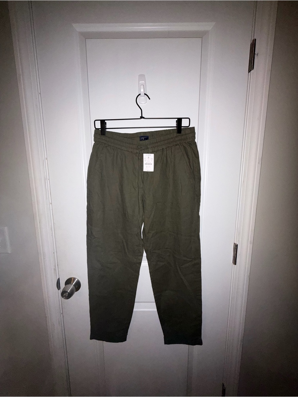 J. Crew Olive Cropped Drawstring Waist Pants
